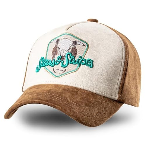 STARS & STRIPES Western-Mode Trucker Cap Buffalo Turquoise – Türkis & Braun mit Bestickung & Mesh-Einsatz | Verstellbare Snapback-Cap von STARS & STRIPES