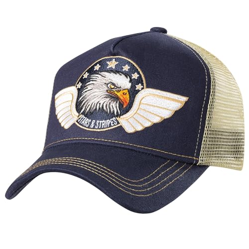 STARS & STRIPES Western-Mode Trucker Cap Eagle Blue – Blau & Weiß mit Bestickung & Mesh-Einsatz | Verstellbare Snapback-Cap von STARS & STRIPES
