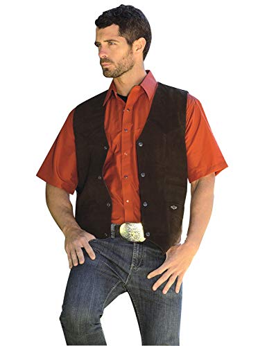STARS & STRIPES Western-Weste ALABAMA CHOCO aus 100% Rind-Veloursleder mit Metall-Druckknöpfen von STARS & STRIPES