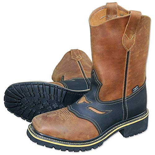 STARS & STRIPES – Western-Workerboots WB-32: Robuste Lederstiefel mit Stahlkappe & Goodyear-Sohle für Erwachsene – Unisex – Brown and Black – Größe 43 EU von STARS & STRIPES