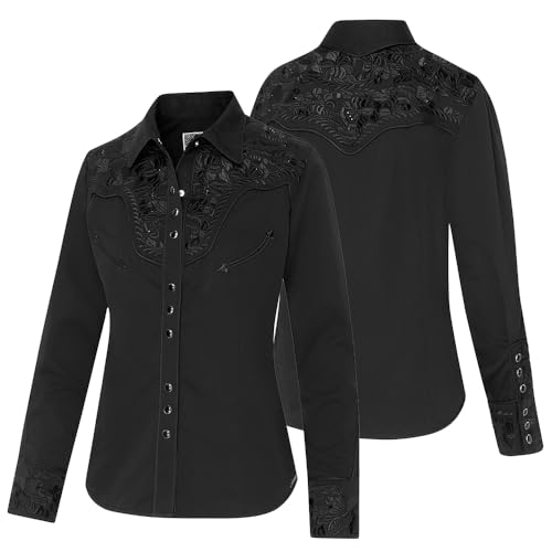 STARS & STRIPES Westernbluse Ruth – Rot | Bestickte Langarmbluse | Klassischer Western-Stil von STARS & STRIPES