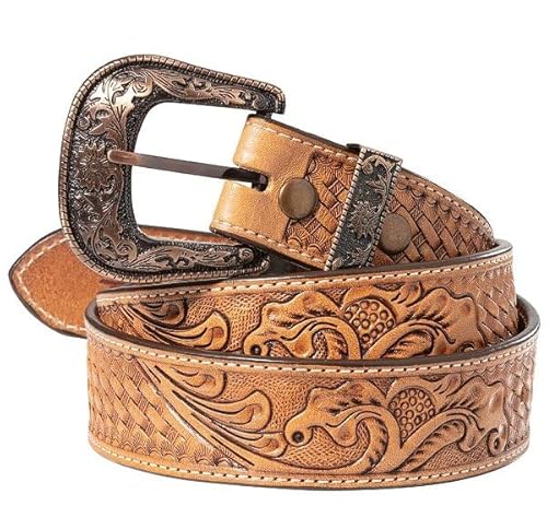 STARS & STRIPES Westerngürtel WG-301 – Handpunziertes Rindsleder mit Austauschbarer Schnalle | 3,7 cm Breit von STARS & STRIPES