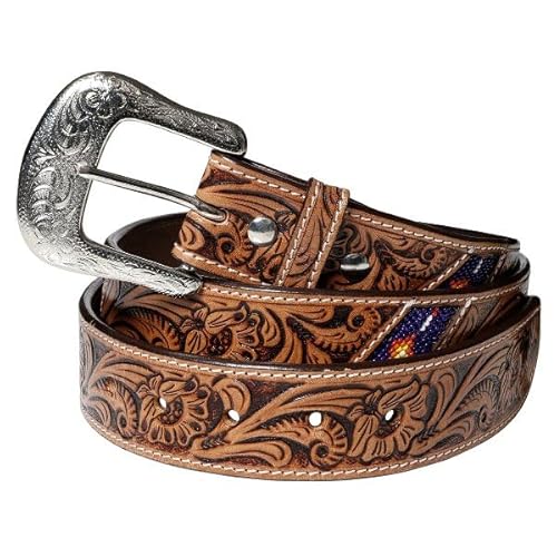 STARS & STRIPES Westerngürtel WG-312 – Handpunziertes Rindsleder mit Perlenapplikationen & Austauschbarer Schnalle von STARS & STRIPES