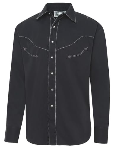 STARS & STRIPES Westernhemd Black Eagle – Schwarz mit Adler-Stickerei & Kordelpaspelierung von STARS & STRIPES