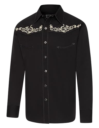 STARS & STRIPES Westernhemd Brandon – Schwarz mit Kordelpaspelierung & Stickerei | Western-Stil von STARS & STRIPES
