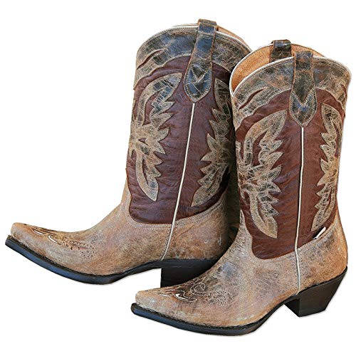 STARS & STRIPES Westernstiefel Damen Boots Lederstiefel Country Cowgirl Leder Cowgirlstiefel Western Westernstyle »WBL-24« Braun Gr.37 von STARS & STRIPES