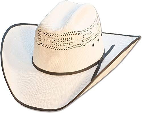 Cowboyhut Ashton weiß mit schwarzer Umrandung Strohhut, Größe (Kopfumfang):56 von STARS & STRIPES