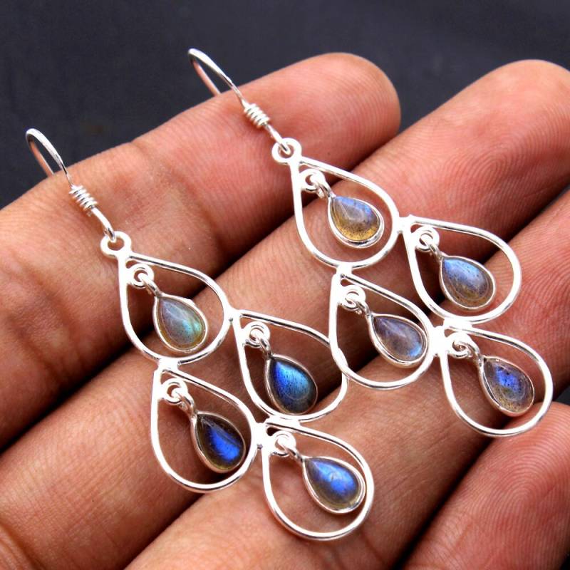 Handgemachte 925 Sterling Silber Labradorit Ohrringe von STARSILVERUSA