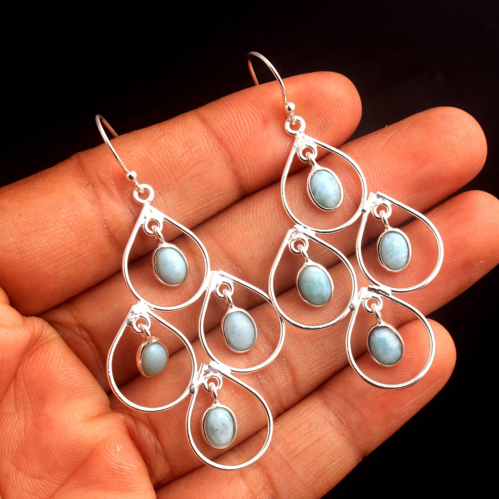 Larimar Edelstein Ohrring, 925 Silber Handgefertigter Geschenk Für Sie, Frauen Boho Mom von STARSILVERUSA