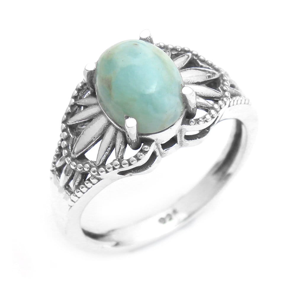 Larimar Ring, 925 Silberring, Jubiläumsring, Silberbandring, Geschenk Für Frauen, Natürlicher Größe 7, 8 Us von STARSILVERUSA