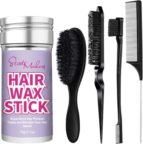 Haarwachs-Stick & Slick Back Haarbürsten, Haarstyling-Stick für Flyaways, Kantenkontrolle & dauerhaften Halt, Slick Back Brush für glatte Kanten, Frizz zähmen & kämmen, Styling-Set für Frauen Mädche Haarwachs-Stick & Slick Back Haarbürsten, Haarstyling-Stick für Flyaways, Kantenkontrolle & dauerhaften Halt, Slick Back Brush für glatte Kanten, Frizz zähmen & kämmen, Styling-Set für Frauen Mädche von START MAKERS