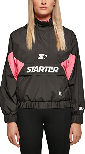 STARTER BLACK LABEL Damen Windbreaker Ladies Starter Colorblock Halfzip Windbreaker, Farbe black/pinkgrapefruit, Größe L von STARTER BLACK LABEL