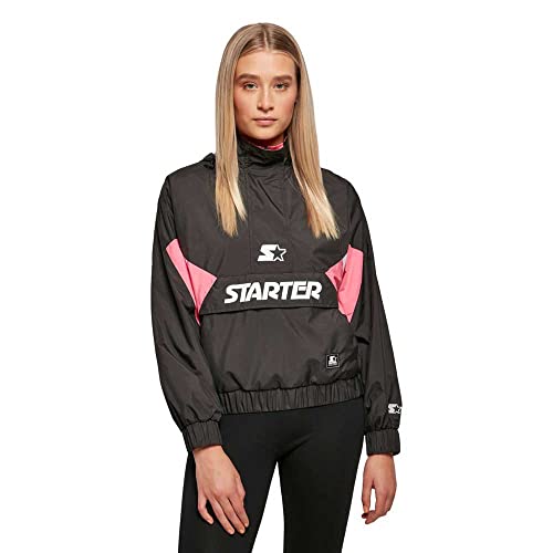 STARTER BLACK LABEL Damen Ladies Starter Colorblock Halfzip Windbreaker Black/pinkgrapefruit, L von STARTER BLACK LABEL