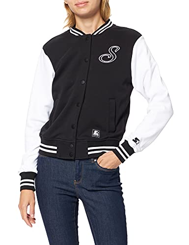 STARTER BLACK LABEL Damen Ladies Starter Sweat College Jacket Black/White, L von STARTER BLACK LABEL