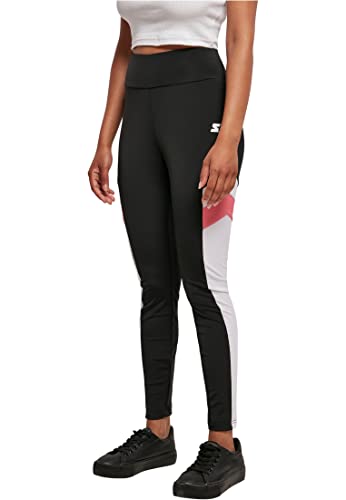 Starter Black Label Damen Leggings Ladies Starter Highwaist Sports Leggings, Farbe blk/wht/pnkgrpfrt, Größe M von Starter Black Label