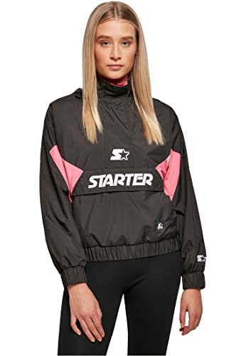 STARTER BLACK LABEL Damen Ladies Starter Colorblock Halfzip Windbreaker Black/pinkgrapefruit, M von STARTER BLACK LABEL