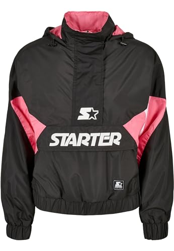 STARTER BLACK LABEL Damen Windbreaker Ladies Starter Colorblock Halfzip Windbreaker, Farbe black/pinkgrapefruit, Größe M von STARTER BLACK LABEL