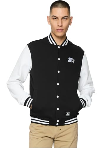STARTER BLACK LABEL Herren Starter College Fleece Jacket Black/White, XXL von STARTER BLACK LABEL