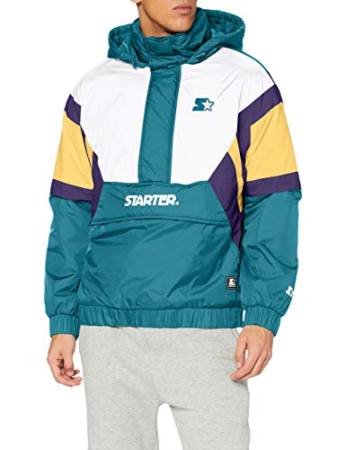 STARTER BLACK LABEL Herren Starter Color Block Half Zip Retro Jacket Retro Green/wht/by/s prpl, S von STARTER BLACK LABEL