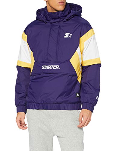 STARTER BLACK LABEL Herren Color Block Half Zip Retro Jacket Windjacke, Starter Purple/wht/Buff Yellow, XXL von STARTER BLACK LABEL