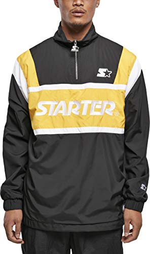 STARTER BLACK LABEL Herren Half Zip Retro Jacket Aufwärm-Jacke, Black/golden/White, L von STARTER BLACK LABEL