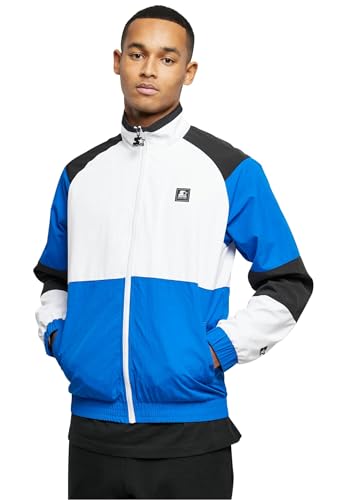 STARTER BLACK LABEL Herren Starter Color Block Retro Jacket White/cobaltblue/Black, S von STARTER BLACK LABEL