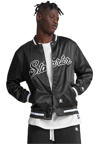 STARTER BLACK LABEL Herren Starter Satin College Jacket Black, S von STARTER BLACK LABEL