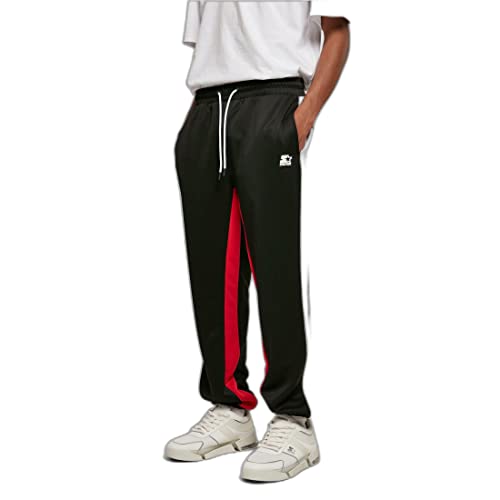 STARTER BLACK LABEL Herren Jogginghose Starter Laser Track Pants, Farbe Black/cityred/White, Größe S von STARTER BLACK LABEL