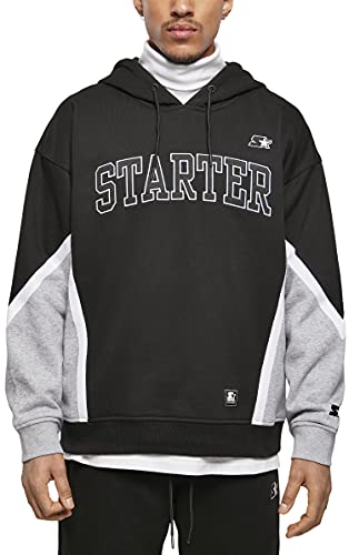 STARTER BLACK LABEL Herren Starter Throwback Hoody Black/heathergrey, L von STARTER BLACK LABEL