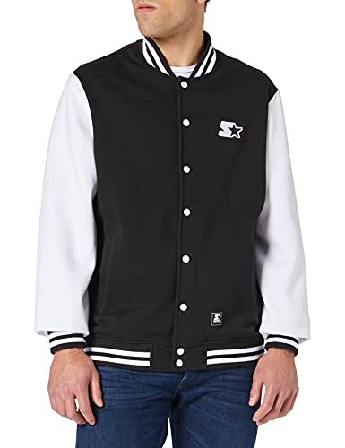 STARTER BLACK LABEL Herren Jacke Starter College Fleece Jacket, black/white, XL von STARTER BLACK LABEL