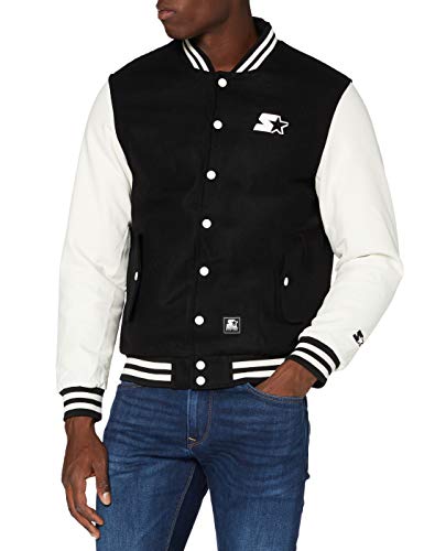 STARTER BLACK LABEL Herren Starter College Jacket Black/White, S von STARTER BLACK LABEL