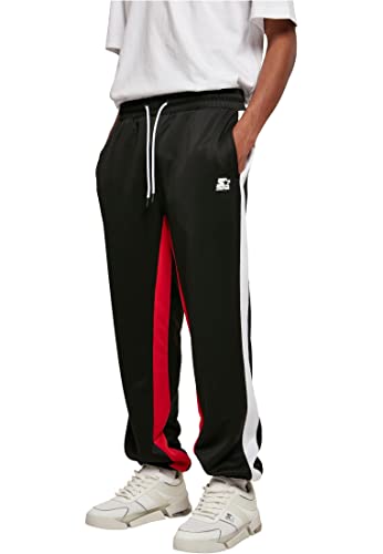 Starter Black Label Herren ST202-Starter Laser Track Pants Trainingshose, Black/cityred/White, L von Urban Classics