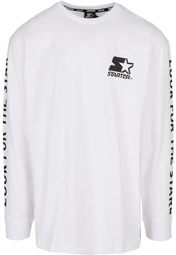 STARTER BLACK LABEL Herren Langarm T-Shirt Starter Logo Longsleeve, Farbe White, Größe S von STARTER BLACK LABEL