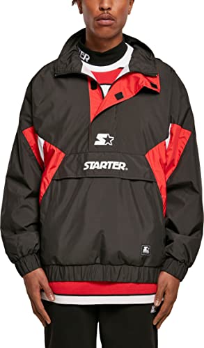 STARTER BLACK LABEL Herren Starter Windbreaker Jacke, black/cityred/white, L von STARTER BLACK LABEL