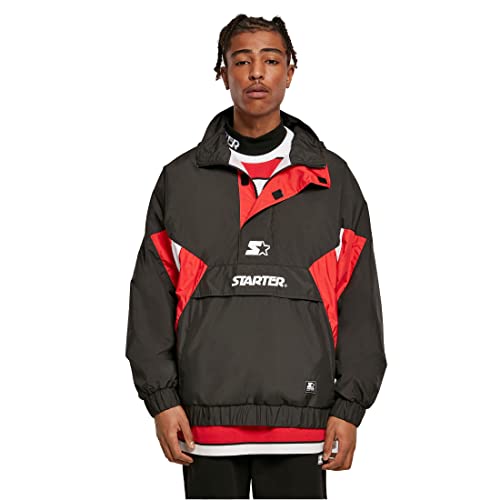 STARTER BLACK LABEL Herren Starter Windbreaker Jacke, black/cityred/white, S von STARTER BLACK LABEL