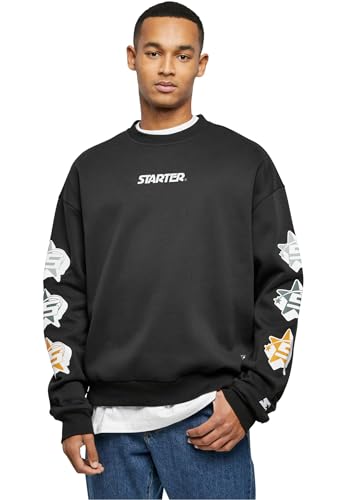 STARTER BLACK LABEL Herren Starter Star Sleeve Crewneck S Black von STARTER BLACK LABEL
