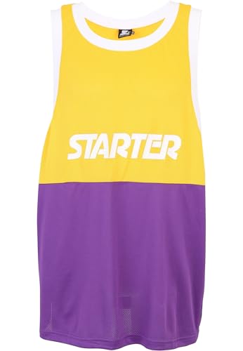 STARTER BLACK LABEL Herren Starter Split Mesh Tank Top californiayellow/realviolet, L/XL von STARTER BLACK LABEL