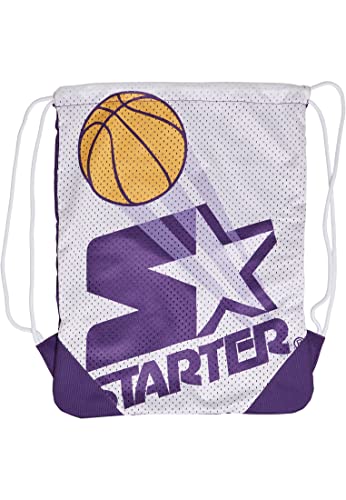 STARTER BLACK LABEL Unisex Turnbeutel Airball Mesh Gymbag, Farbe white/realviolet, Größe one size von STARTER BLACK LABEL