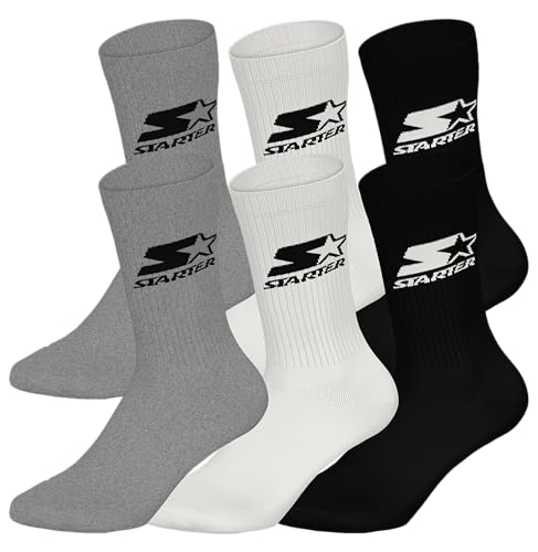 STARTER Unisex 6-Pack Crew Socks, Grey-White-Black, 39 von STARTER