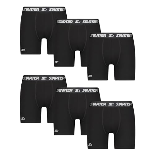 Starter Herren-Boxershorts, atmungsaktive Baumwoll-Unterwäsche für Herren, 6 Stück, Baumwoll-Stretch-Unterwäsche, Schwarz, Medium von STARTER