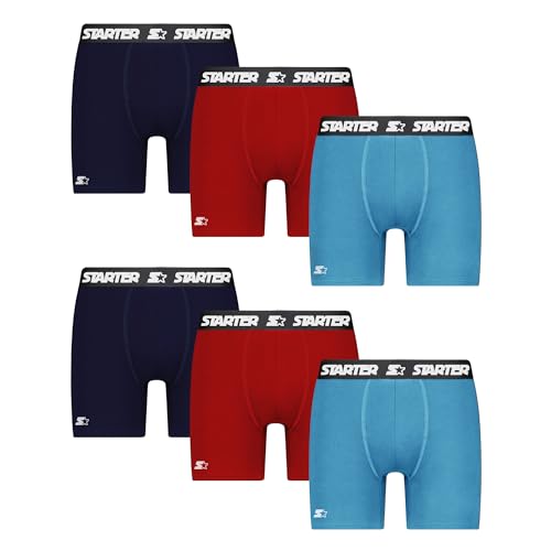 Starter Herren-Boxershorts, atmungsaktive Baumwolle, Unterwäsche für Herren, 6er-Pack, Baumwoll-Stretch, Herren-Unterwäsche, Marineblau/Rot/Blau, Medium von STARTER