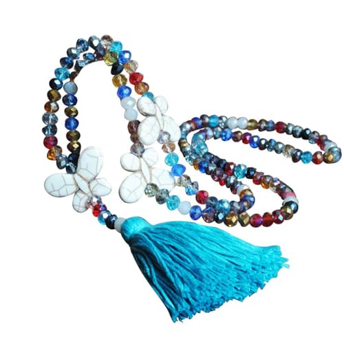 STARTONYOU Elegant Pullover Halsschmuck Böhmen Halskett Bunt Kristall Bead Schnur Kette Lange Damen-Halskette Mit Quaste Anhänger Lange Sweater Kette Halsschmuck für Frauen von STARTONYOU