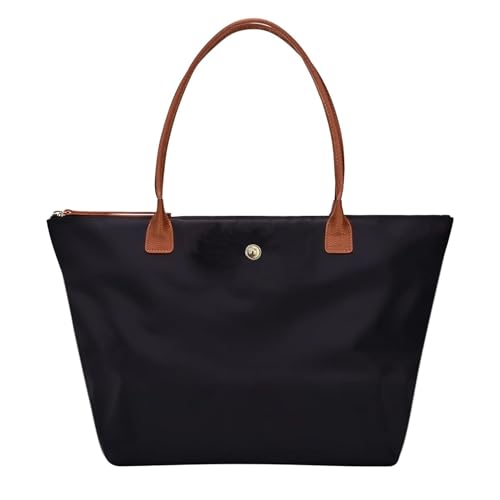 STARTONYOU Schultertasche für Damen, Nylon-Handtasche mit Tragegriff oben, faltbare Wochenend-Hobo-Handtasche(schwarz) von STARTONYOU