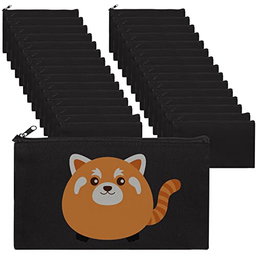 STARVAST 30 Stück DIY Blanko Stoffbeutel Schwarz Mit Reißverschluss, Klein Stoffbeutel Zum Bemalen, Kosmetiktasche zum Bemalen, Stoff Federmäppchen, Tasche Zum Bemalen Kinder - 12 x 21 cm von STARVAST
