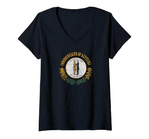 Damen Flagge des Bundesstaates Kentucky – der Blaugrasstaat T-Shirt mit V-Ausschnitt Damen Flagge des Bundesstaates Kentucky – der Blaugrasstaat T-Shirt mit V-Ausschnitt von STATE FLAG OF KENTUCKY