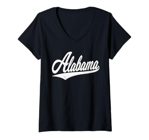 Damen Alabama Variety Script Vintage Retro Sport Trikot Stil T-Shirt mit V-Ausschnitt Damen Alabama Variety Script Vintage Retro Sport Trikot Stil T-Shirt mit V-Ausschnitt von STATE OF ALABAMA CLASSIC RETRO VARSITY SCRIPT TEES