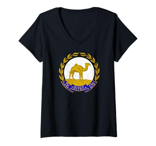 Damen Eritrea-Emblem, Flagge, ERITREISCHES Symbol T-Shirt mit V-Ausschnitt Damen Eritrea-Emblem, Flagge, ERITREISCHES Symbol T-Shirt mit V-Ausschnitt von STATE OF ERITREA