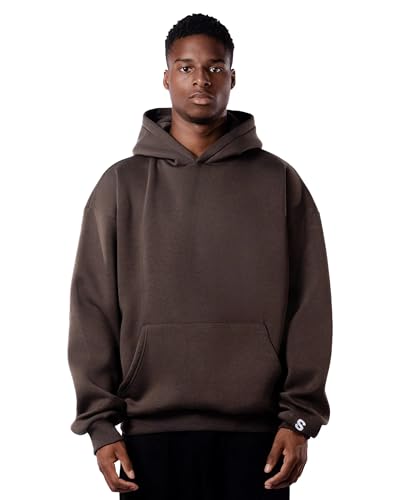 STATEMENT Basic Hoodie - Unisex Premium Pullover mit Kapuze (DE/NL/SE/PL, Alphanumerisch, L, Regular, Regular, Brown) von STATEMENT