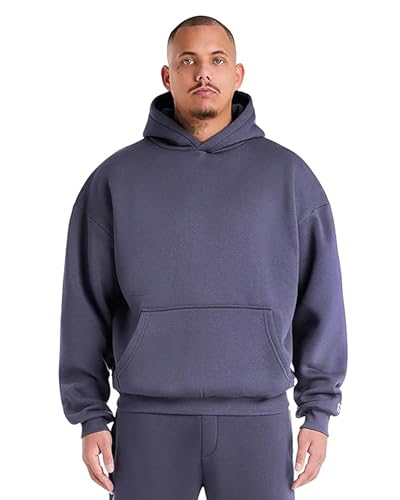 STATEMENT Basic Hoodie - Unisex Premium Pullover mit Kapuze (DE/NL/SE/PL, Alphanumerisch, L, Regular, Regular, Dark Grey) von STATEMENT