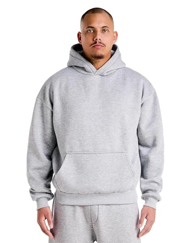 STATEMENT Basic Hoodie - Unisex Premium Pullover mit Kapuze (DE/NL/SE/PL, Alphanumerisch, L, Regular, Regular, Grey Melange) von STATEMENT